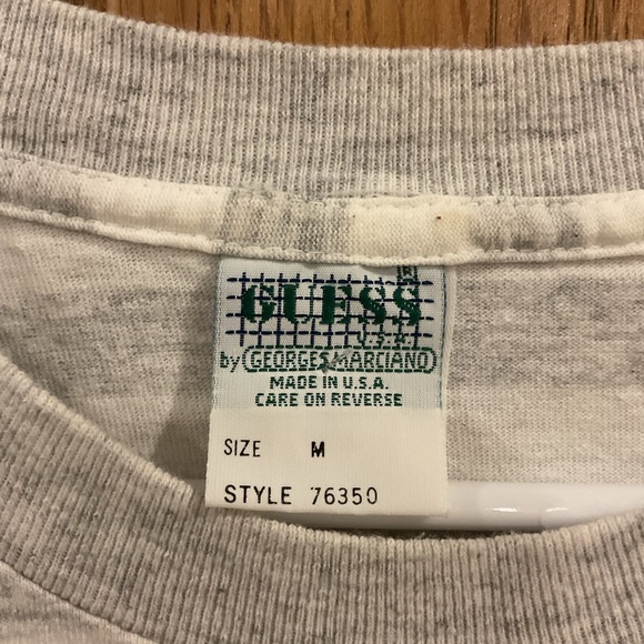 Vintage Guess Jeans USA Embroidered Stripe Tee Made USA Cotton Size M - Picture 3 of 6